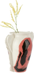 DUM KERAMIK Off-White & Red Large Smiley Face Vase