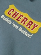 CHERRY LA - Logo-Appliquéd Cotton-Jersey Half-Zip Sweatshirt - Blue