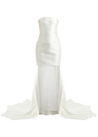 Solace London Neva Strapless Satin Mini Dress Cream