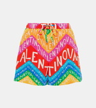 Valentino Logo high-rise silk shorts