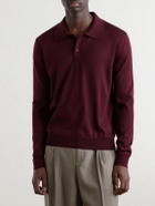 Valentino Garavani - Logo-Embroidered Virgin Wool Polo Shirt - Burgundy