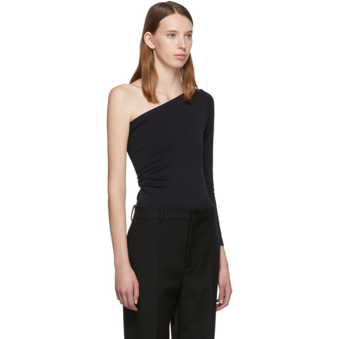 Helmut Lang Black One-Shoulder Long Sleeve T-Shirt Helmut Lang