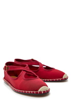 Polo Ralph Lauren Cross-over Grosgrain Espadrille Mary Jane Flats Red