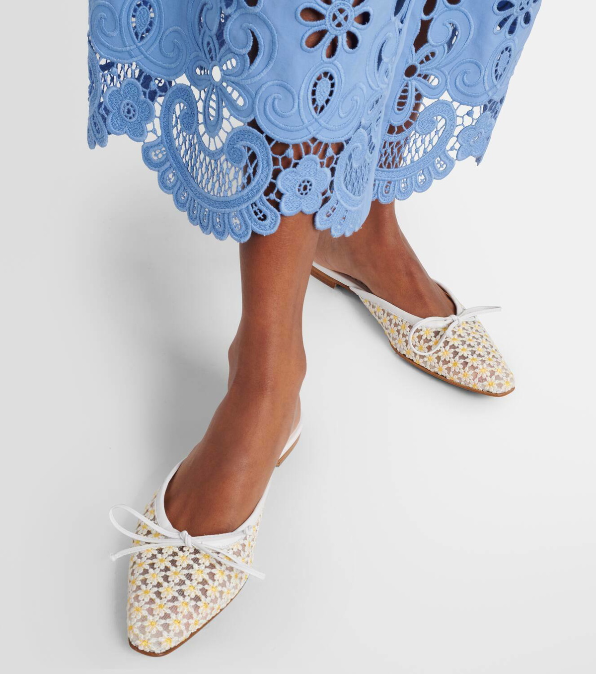 Manolo Blahnik Ballerimu leather-trimmed mules Manolo Blahnik