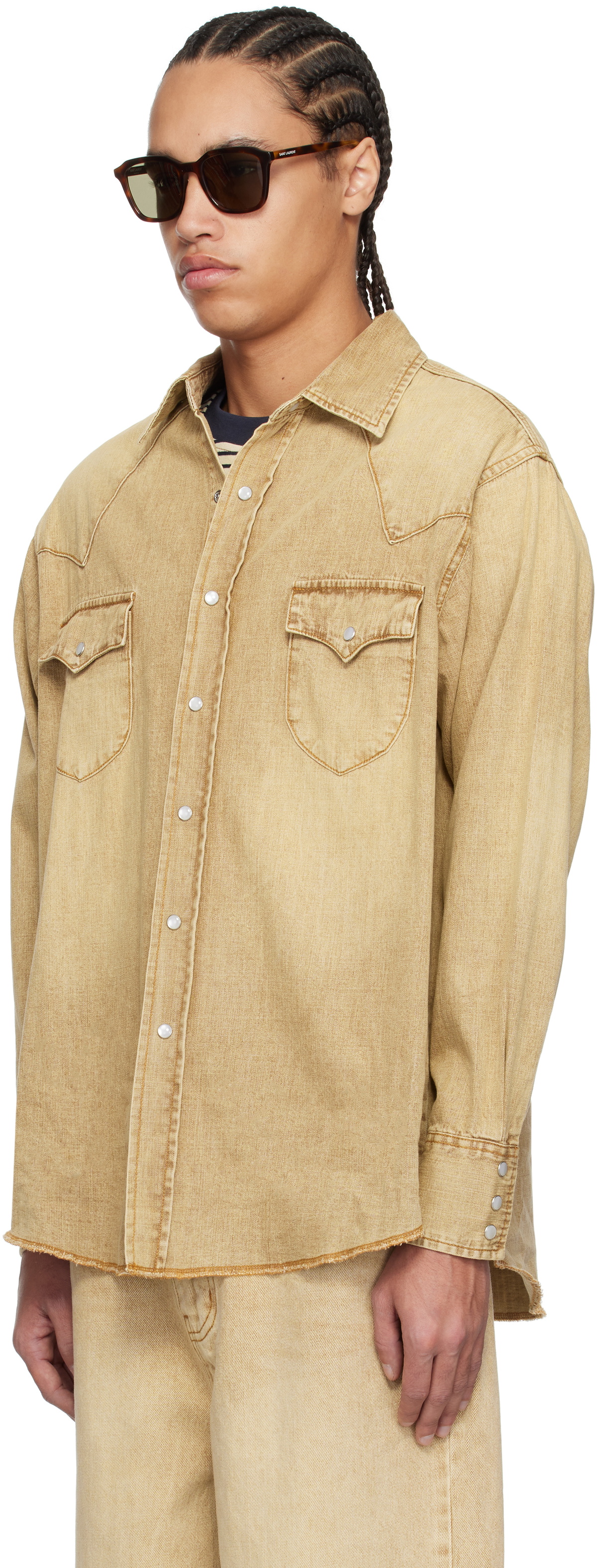 Carter Young Beige Western Denim Shirt
