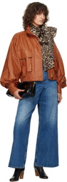 ZIMMERMANN Orange Illustration Leather Biker Jacket