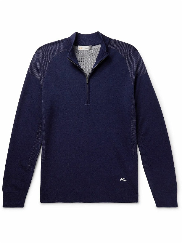 Photo: Kjus Golf - Kulm Merino Wool-Blend Half-Zip Golf Sweater - Blue