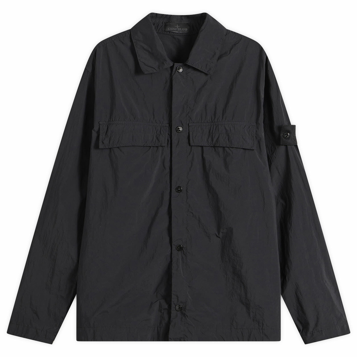 Stone Island Men's Ghost Nylon Smerigliato Shirt Jacket in Black
