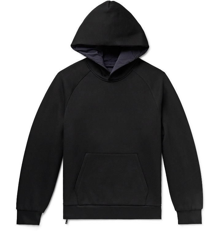 Photo: Theory - Reversible Cotton-Blend Jersey and Stretch-Shell Hoodie - Black