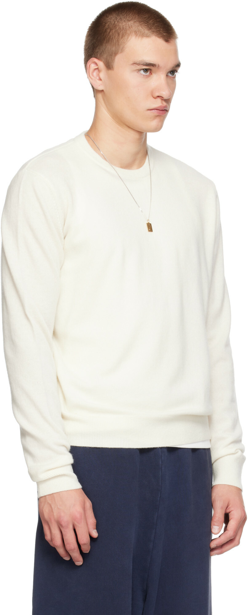 Entire Studios Off-White Knit Cashmere Crewneck Sweater