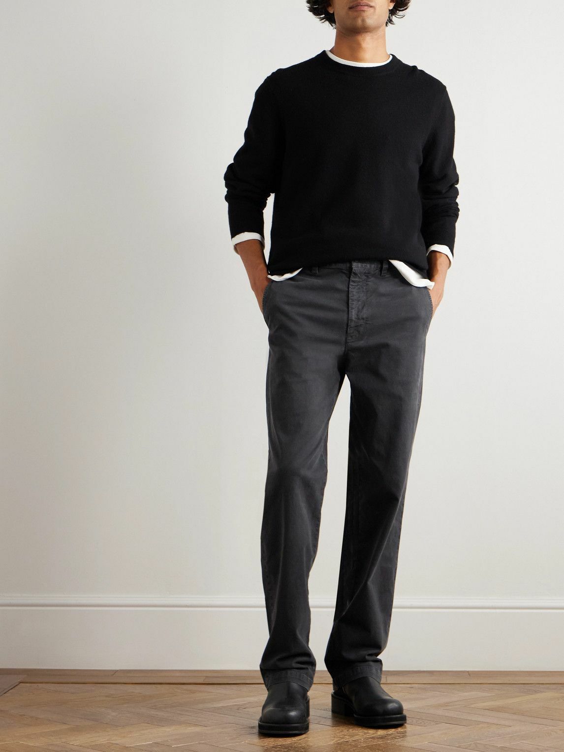 Nili Lotan - Carsen Straight-Leg Cotton-Blend Twill Trousers - Gray