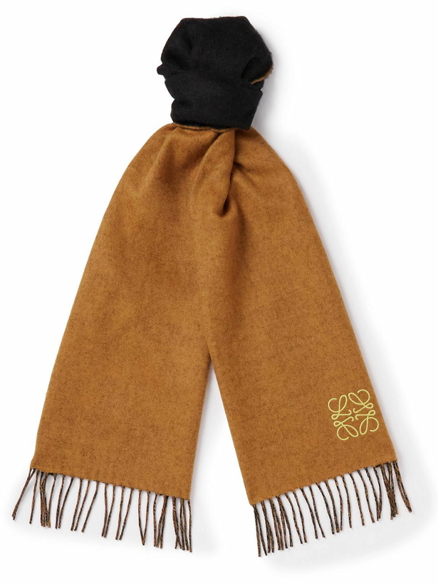 Photo: Loewe - Fringed Logo-Embroidered Wool-Blend Scarf