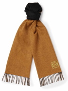 Loewe - Fringed Logo-Embroidered Wool-Blend Scarf