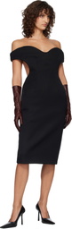 Mugler Black Sculptural Midi Dress