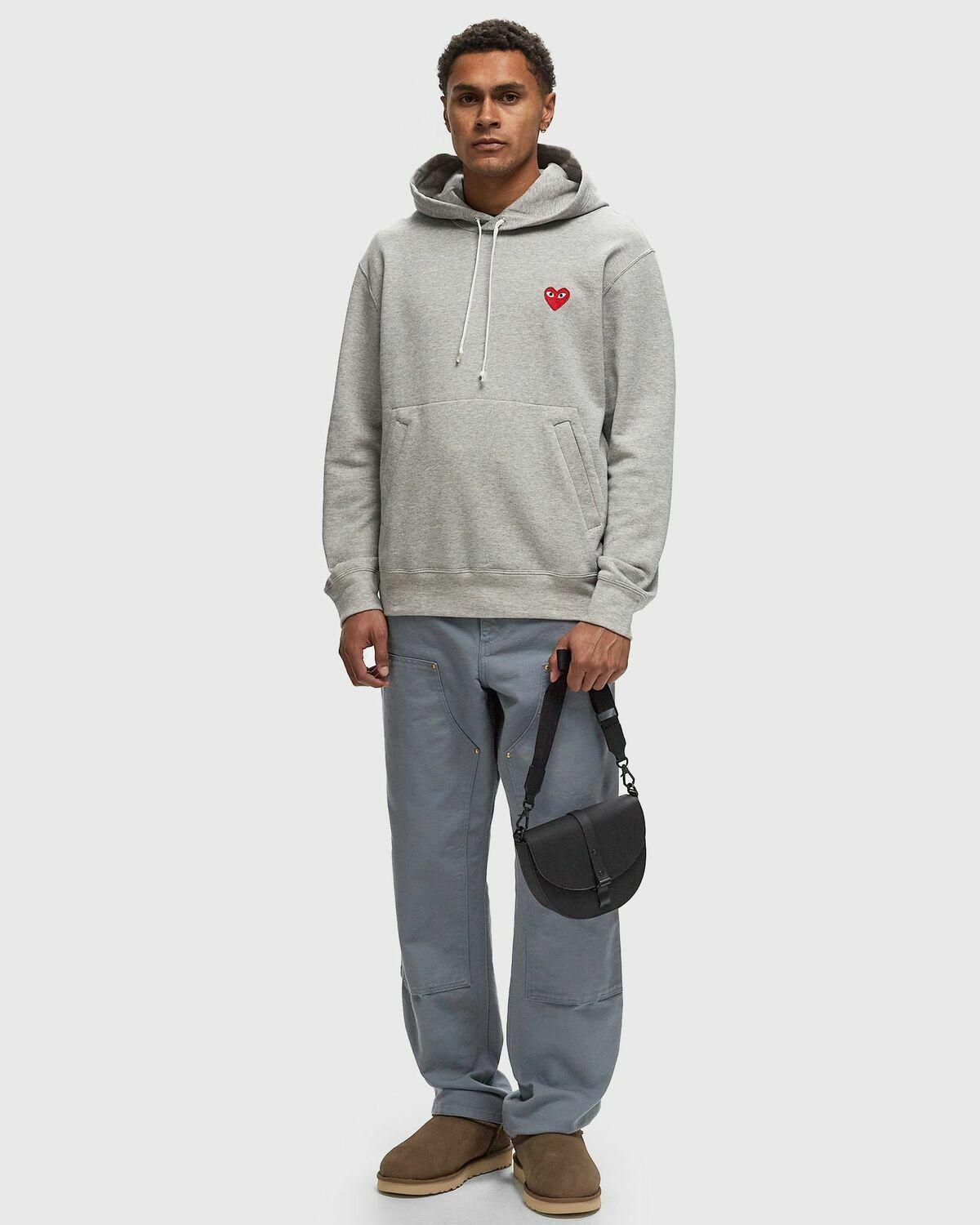 Comme Des Garçons Play Sweatshirt Red Emblem Knit Grey Hoodies