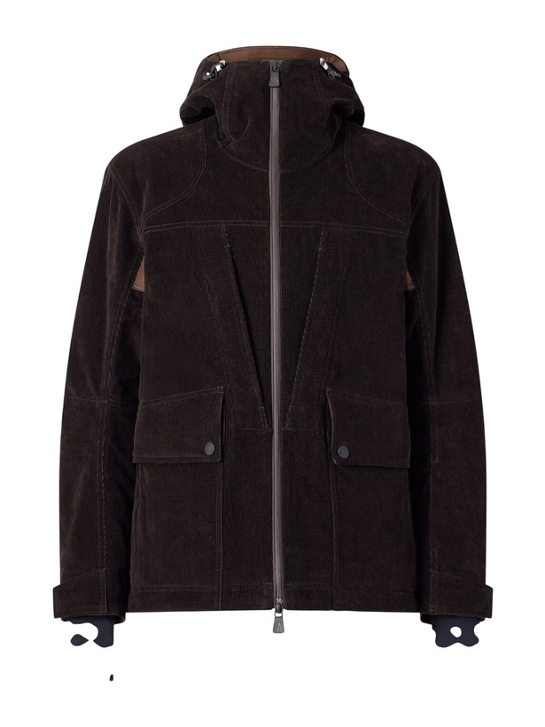 Photo: Moncler Grenoble - Airolo Hooded Cotton-Blend Tech-Corduroy Ski Jacket - Brown