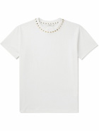 Valentino - Rockstud Embellished Cotton-Jersey T-Shirt - White