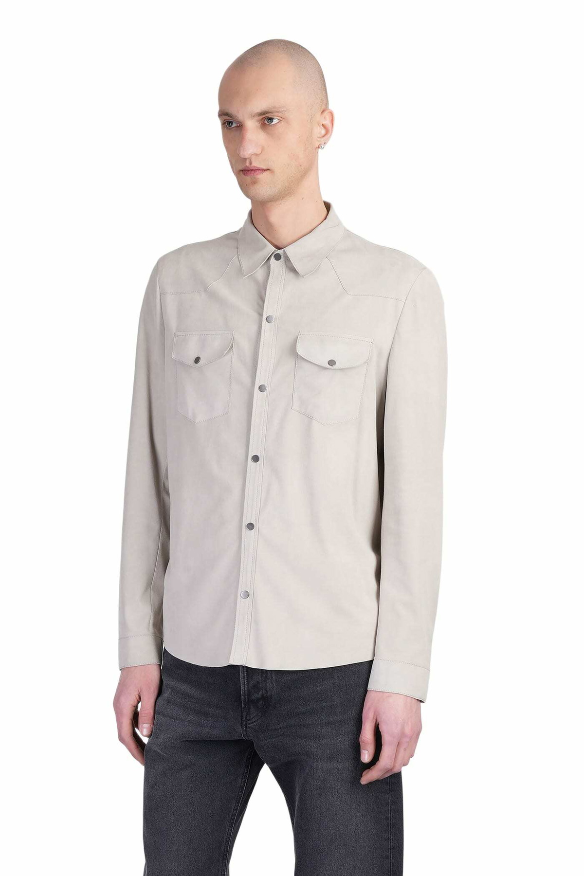 Salvatore Santoro Leather Jacket In Grey Leather
