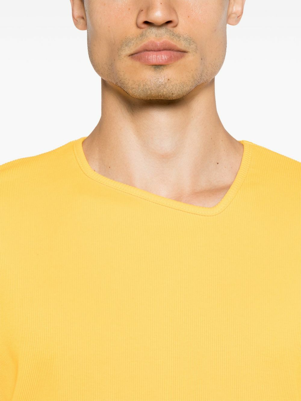 Bianca Saunders Yellow Asymmetric-Neck Cotton T-Shirt