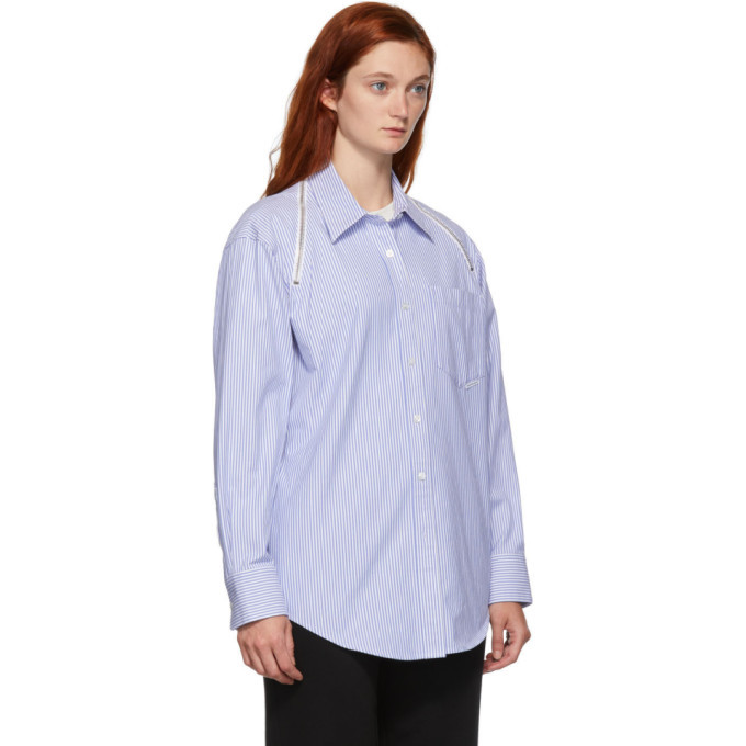 Alexander Wang Blue Striped Shoulder Zipper Shirt Alexander Wang