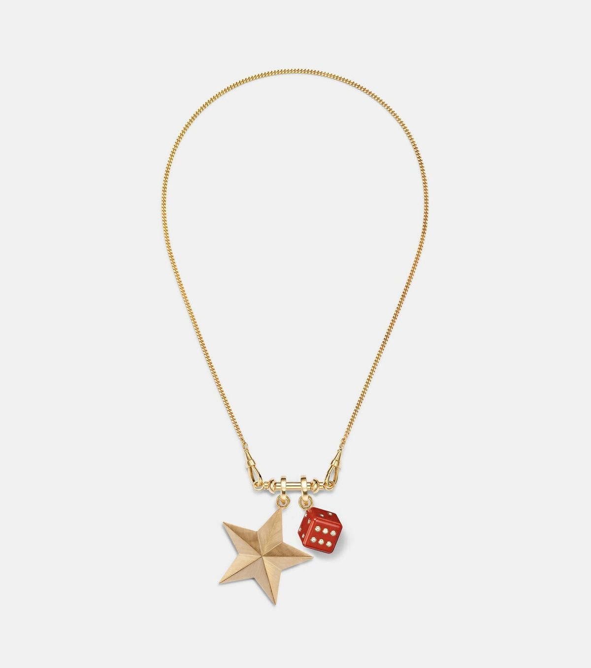 Marie Lichtenberg Connector 18kt gold charm necklace with jasper and diamonds