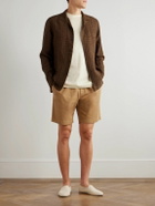 Boglioli - Camp-Collar Checked Linen Overshirt - Brown