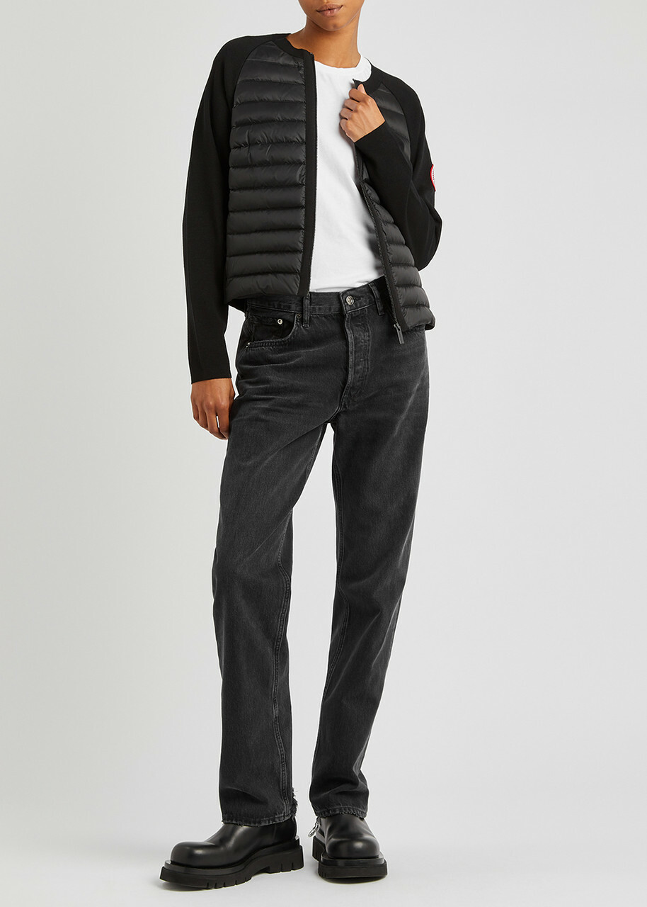 Canada Goose Women's Small Black Hybridge Wool and Shell Jacket Features Knitted Merino Wool