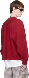 Hed Mayner Red Embroidered-Logo Sweatshirt