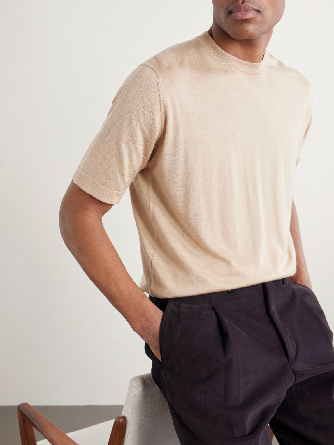 Thom Sweeney - Cashmere and Silk-Blend Knitted T-Shirt - Neutrals