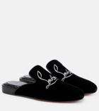 Christian Louboutin - Navy Coolito Donna velvet slippers