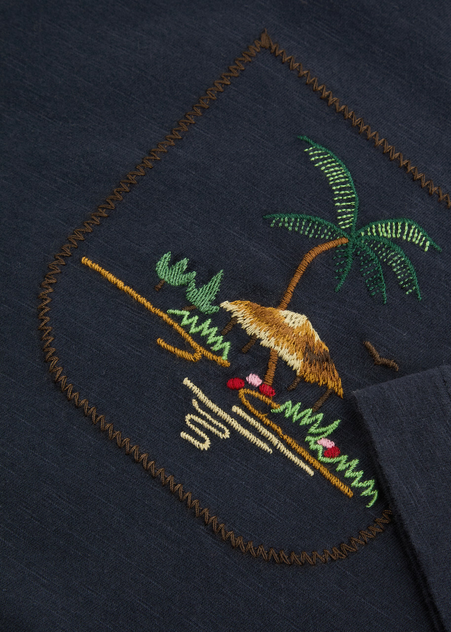 Ymc Triple Embroidered Cotton T-shirt Navy