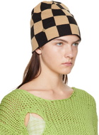 OPEN YY Beige & Black Chessboard Check Beanie