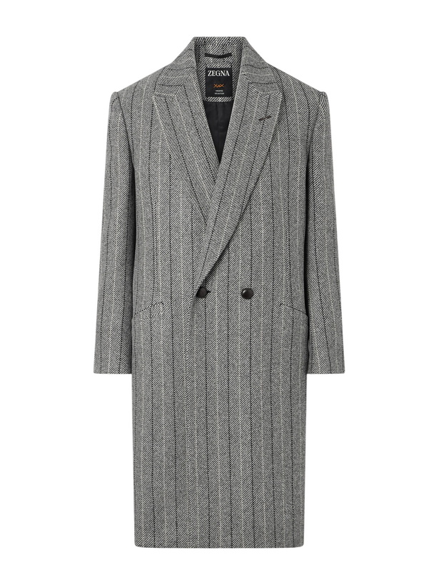 Photo: Zegna - Trofeo Selection Double-Breasted Pinstriped Wool Coat - Gray
