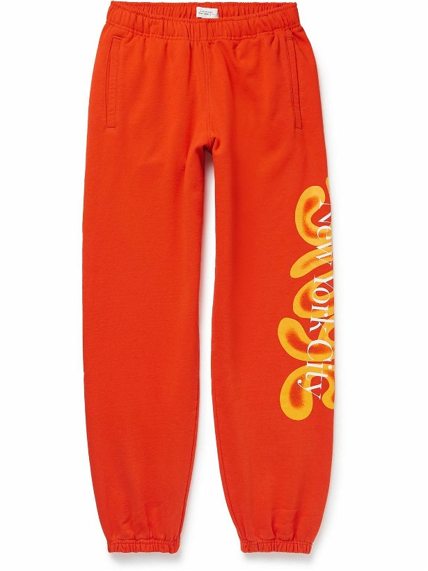 Photo: Saturdays NYC - Abrams Tapered Logo-Print Cotton-Jersey Sweatpants - Orange