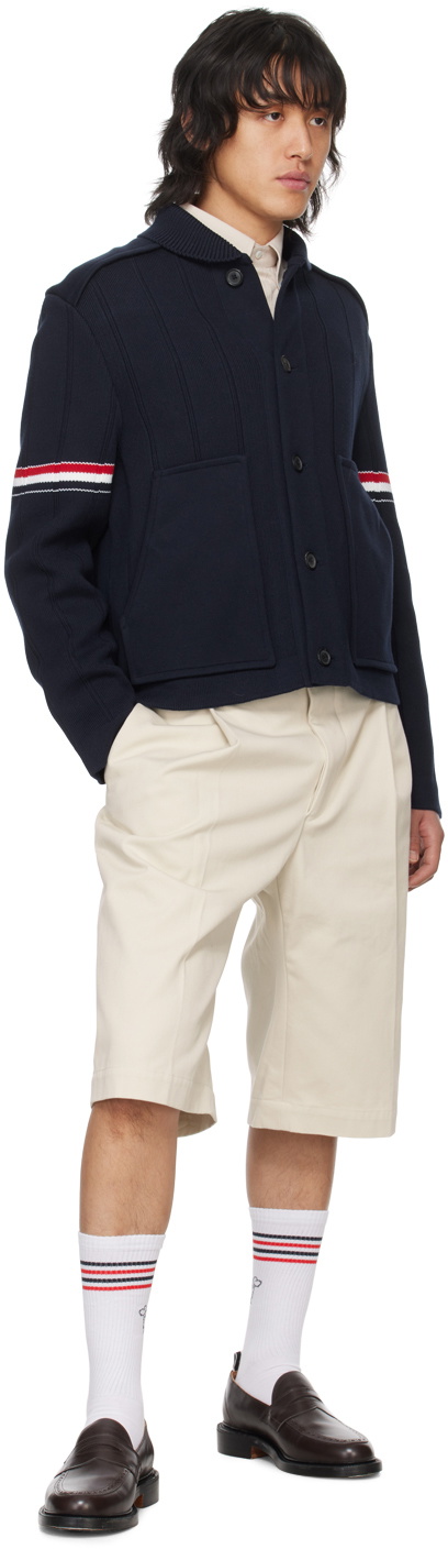 Thom Browne Navy Shawl Collar Jacket