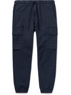 Beams Plus - Tapered Cotton-Blend Drawstring Cargo Trousers - Blue