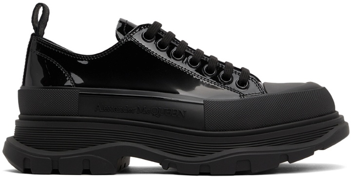 Photo: Alexander McQueen Black Patent Tread Slick Low Sneakers