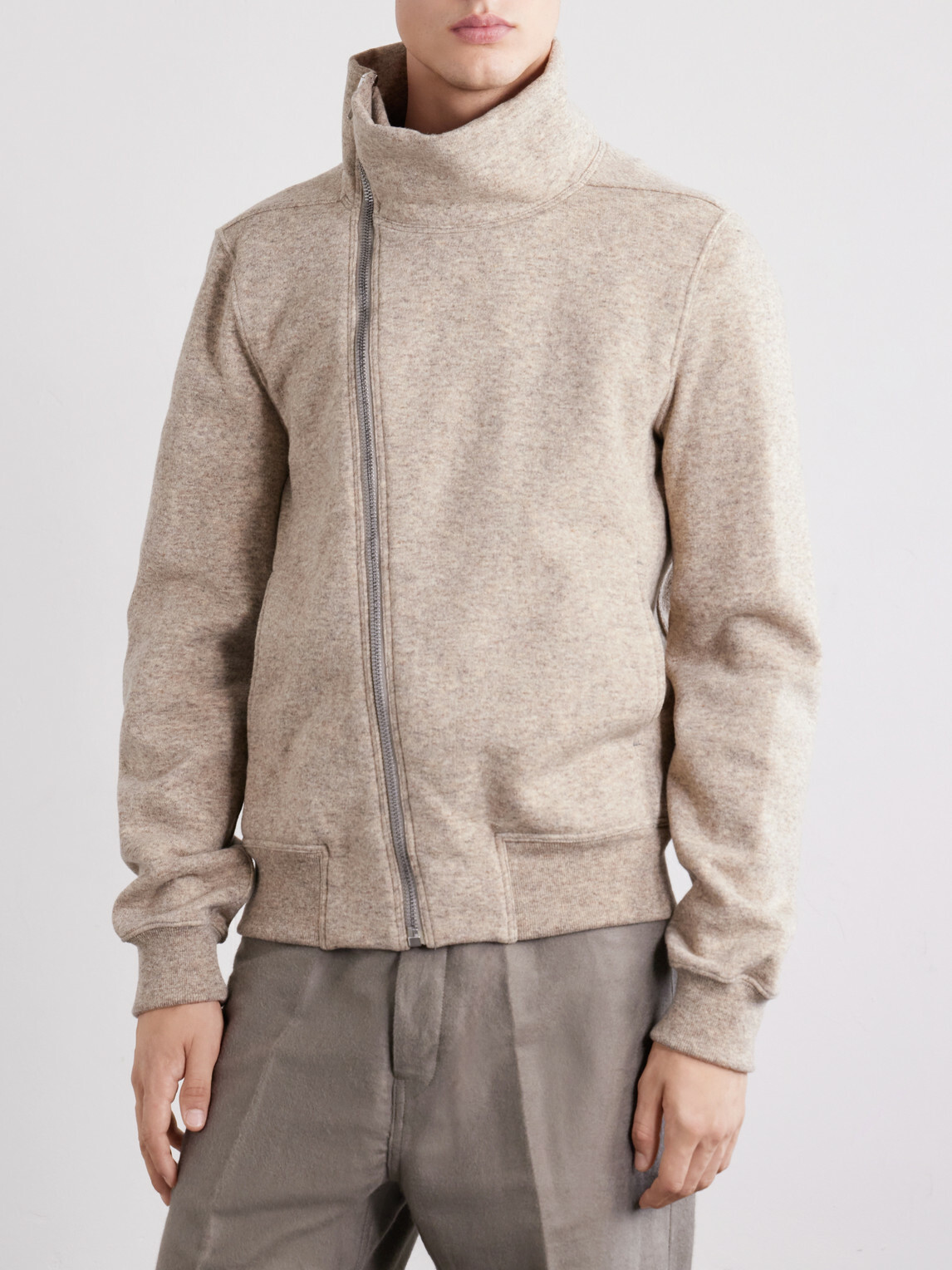 Rick Owens - Bauhaus Wool and Cotton-Blend Zip-Up Sweater - Neutrals