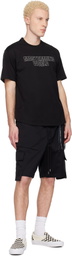 MASTERMIND WORLD Black MW Mixed-Fabric SS T-shirt