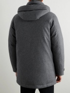Zegna - Suede-Trimmed TECHMERINO™ Wool Hooded Down Parka - Gray