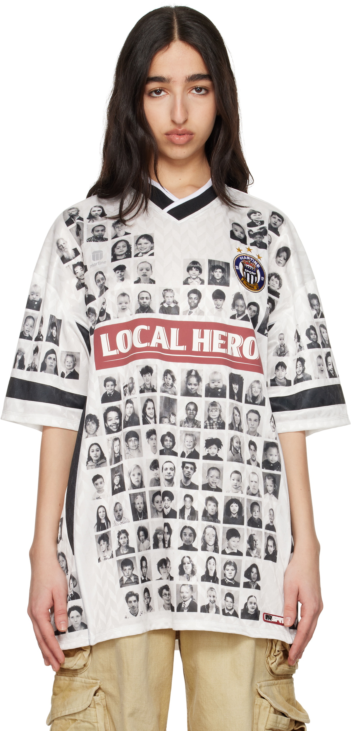 Martine Rose Women's Panelled Football Top in Grass Print