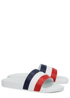 Moncler Basile Striped Rubber Sliders White