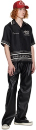 AMIRI Black Double Pleat Faux-Leather Trousers