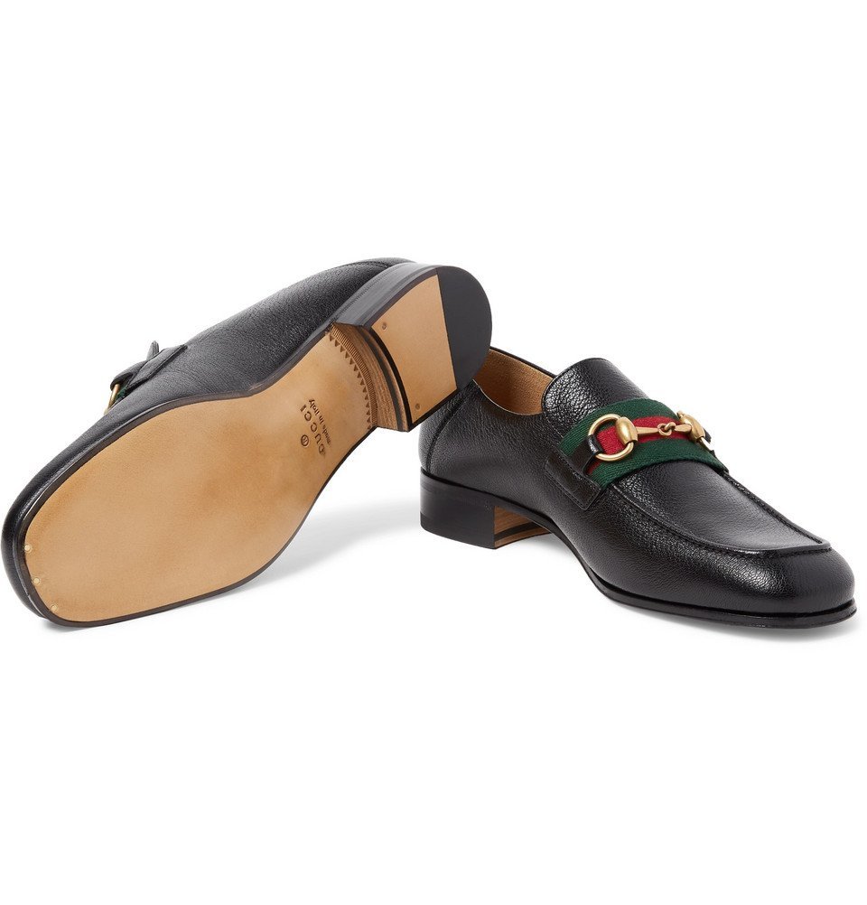 Gucci - Bonny Horsebit Collapsible-Heel Webbing-Trimmed Full 