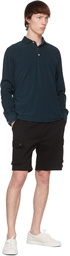 DOPPIAA Navy Terry Aapollo Long Sleeve Polo