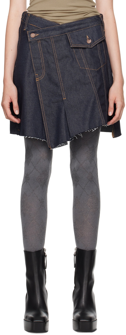 OPEN YY Blue Wrap Denim Miniskirt