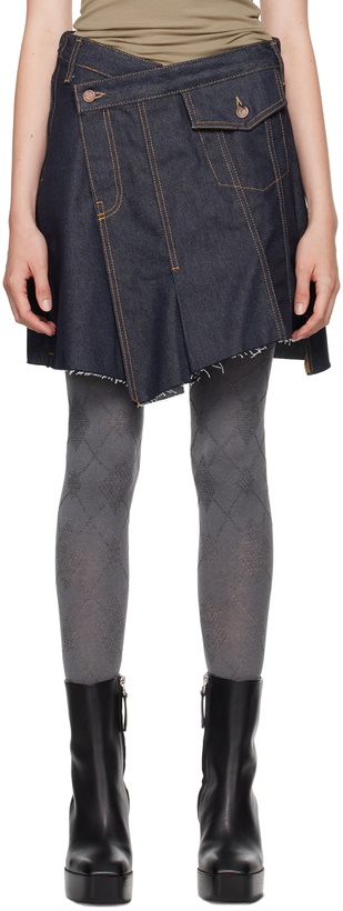 Photo: OPEN YY Blue Wrap Denim Miniskirt