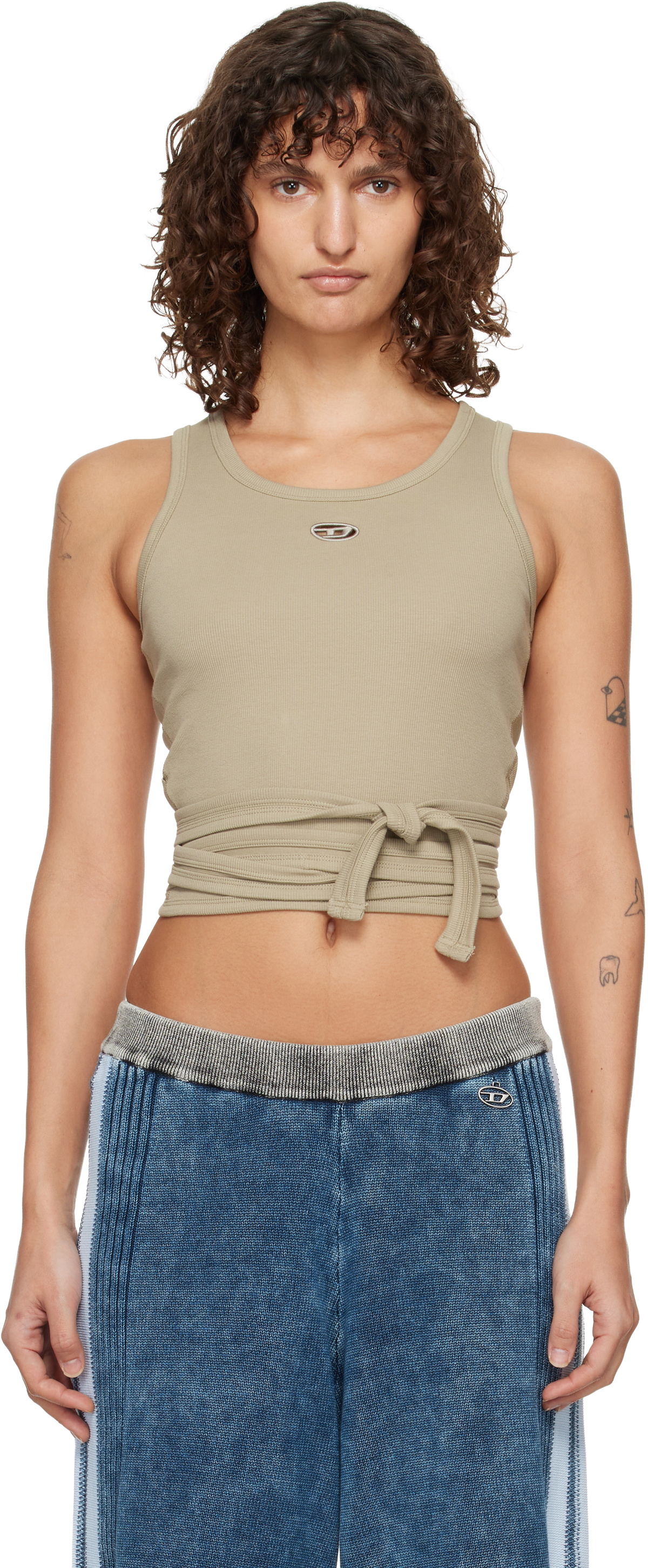 Diesel Gray Wrap-Around Crop Tank Top