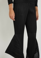 Pleats Please Issey Miyake Pleated Flared-leg Woven Cropped Trousers Black