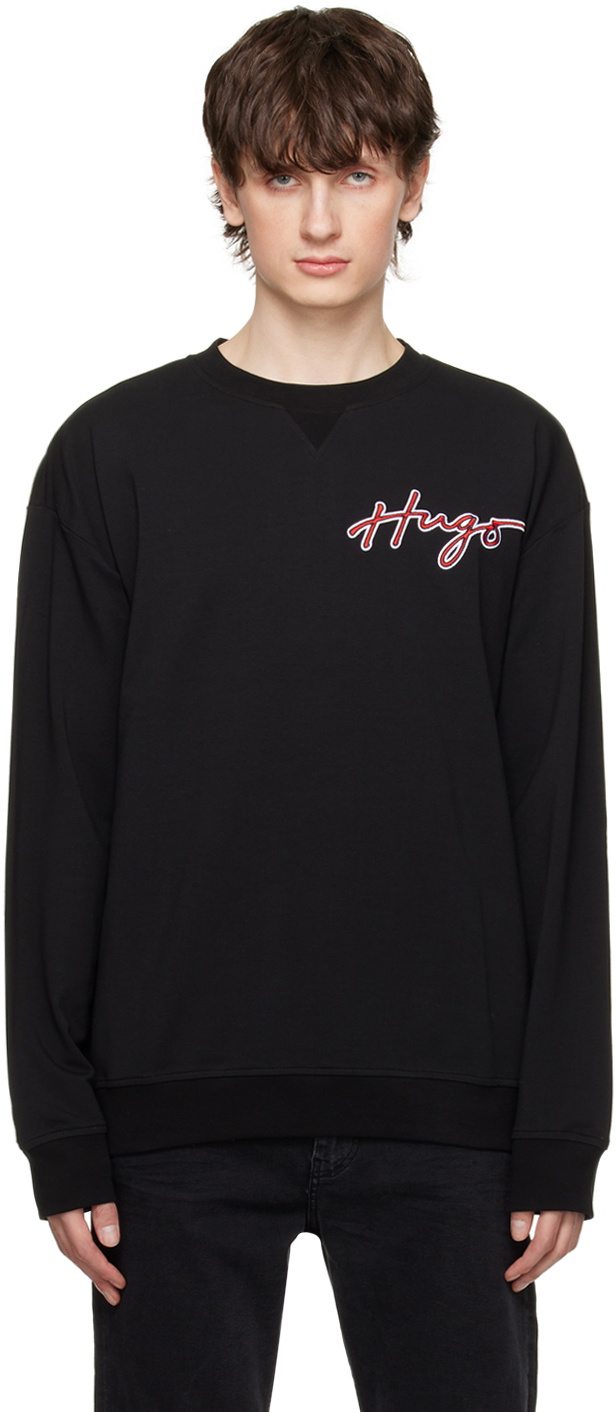 Hugo Black Embroidered Sweatshirt Hugo Boss